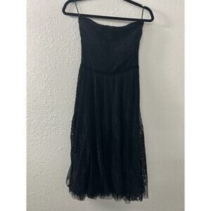Arden B Sz S Black Lace Mesh Strapless Tube Mini‎ Dress Grunge WhimsiGoth Witchy